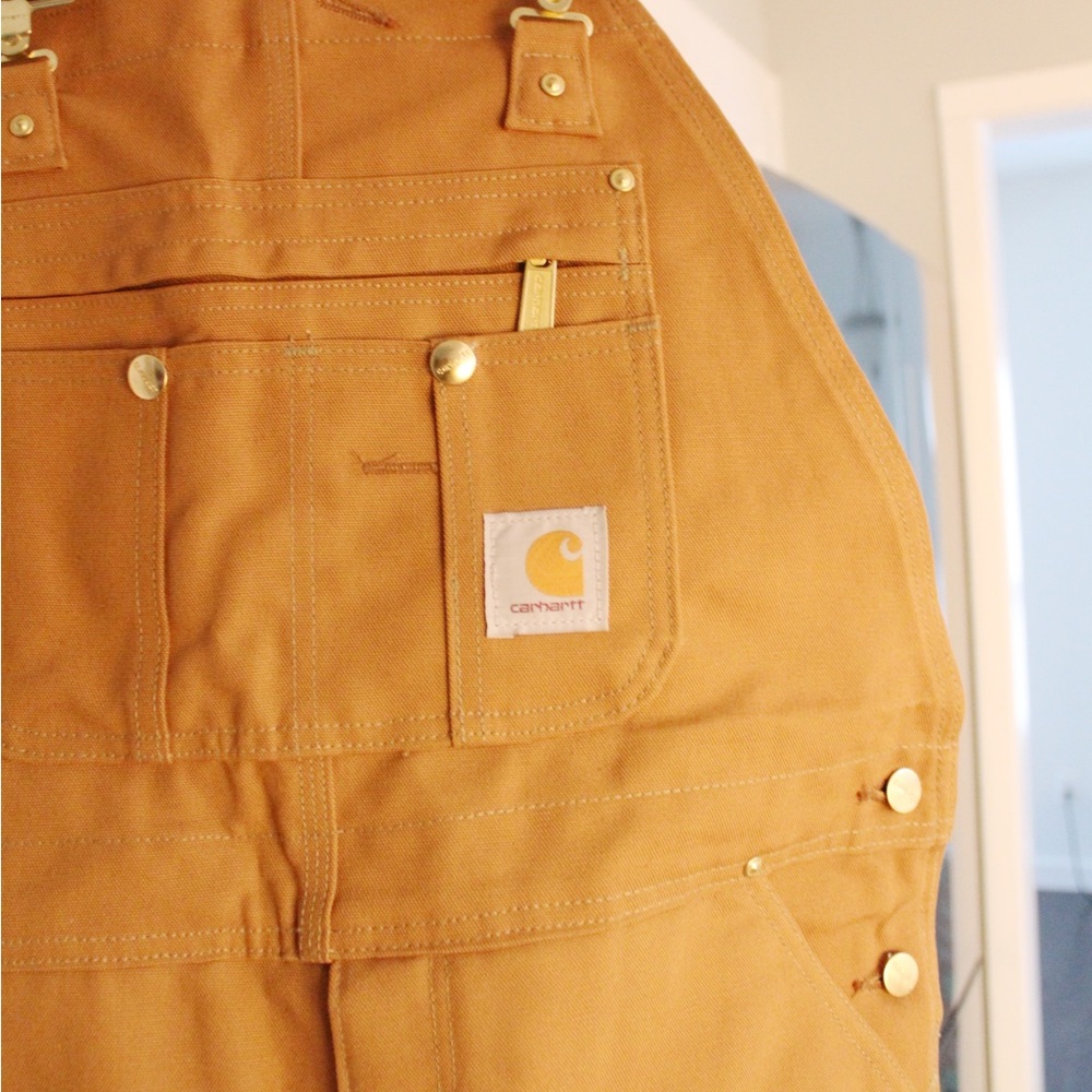Carhartt R41 Quilt-Lined Zip-To-Thigh Duck Bib Overalls in Brown NWT Size 38X32 - Picture 8 of 12
